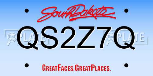 QS2Z7Q South Dakota License Plate