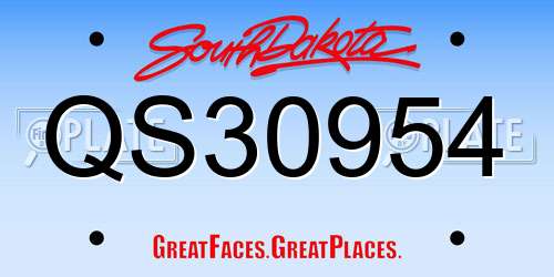 QS30954 South Dakota License Plate