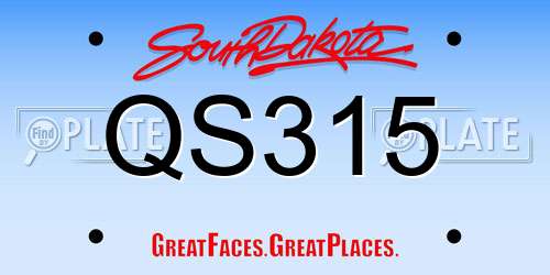 QS315 South Dakota License Plate