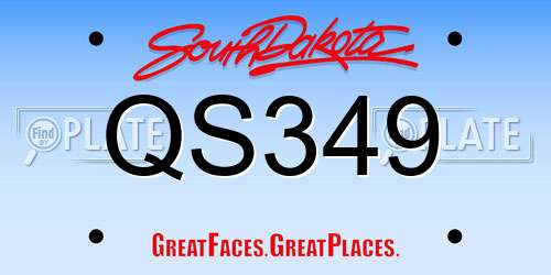QS349 South Dakota License Plate