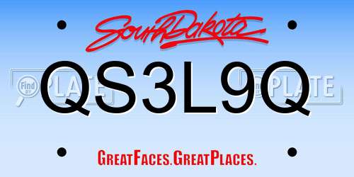 QS3L9Q South Dakota License Plate