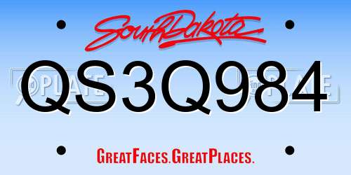QS3Q984 South Dakota License Plate