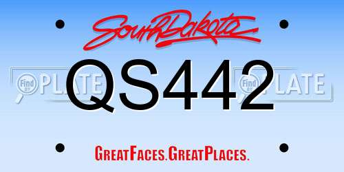 QS442 South Dakota License Plate