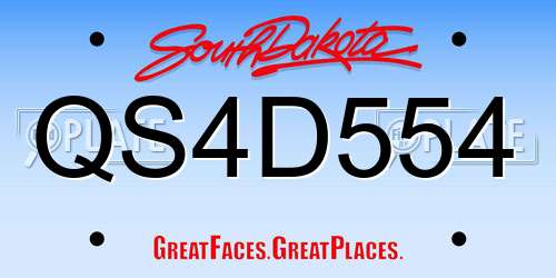 QS4D554 South Dakota License Plate