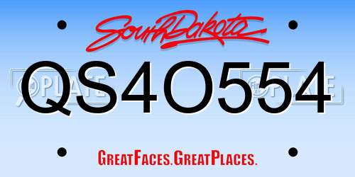 QS4O554 South Dakota License Plate