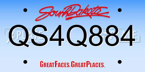 QS4Q884 South Dakota License Plate