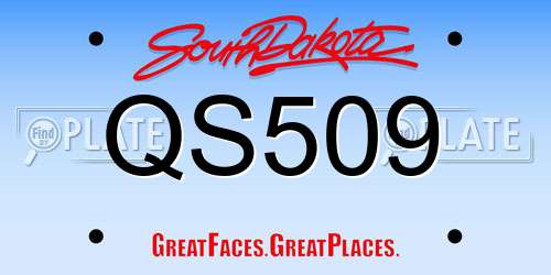 QS509 South Dakota License Plate