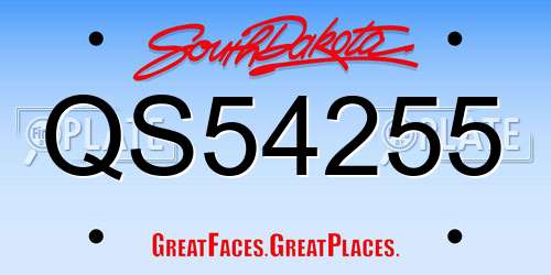 QS54255 South Dakota License Plate