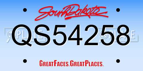 QS54258 South Dakota License Plate