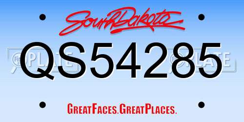 QS54285 South Dakota License Plate