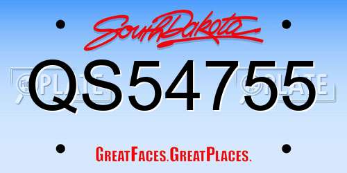 QS54755 South Dakota License Plate