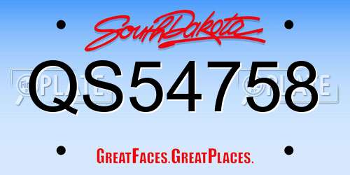 QS54758 South Dakota License Plate