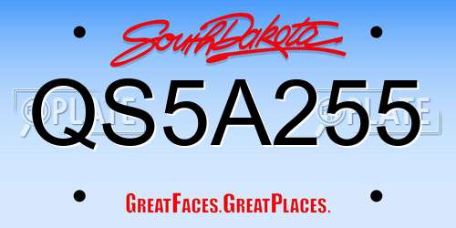 QS5A255 South Dakota License Plate