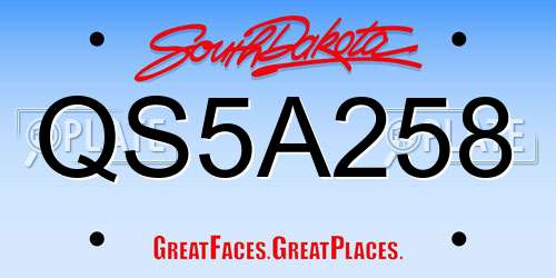 QS5A258 South Dakota License Plate