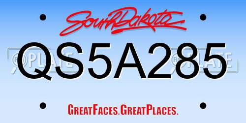 QS5A285 South Dakota License Plate