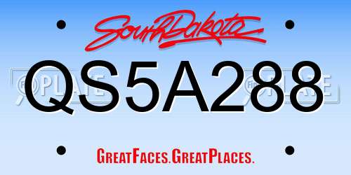 QS5A288 South Dakota License Plate
