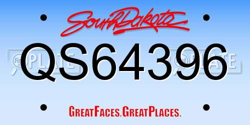 QS64396 South Dakota License Plate