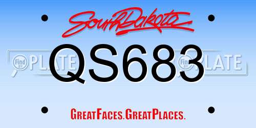QS683 South Dakota License Plate