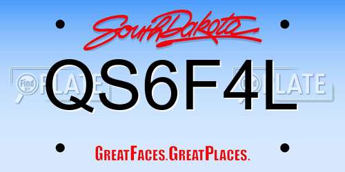QS6F4L South Dakota License Plate
