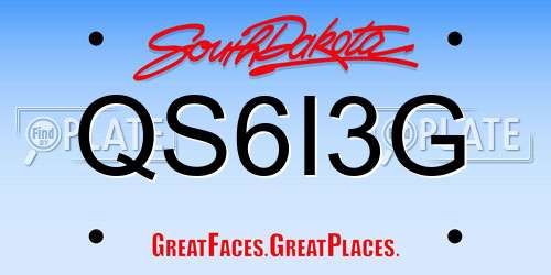 QS6I3G South Dakota License Plate