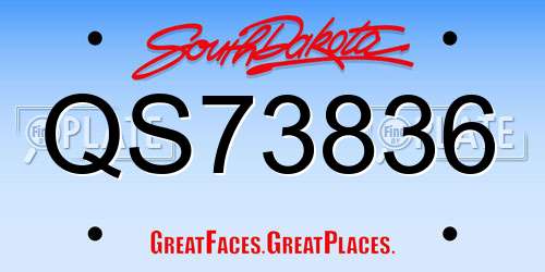 QS73836 South Dakota License Plate