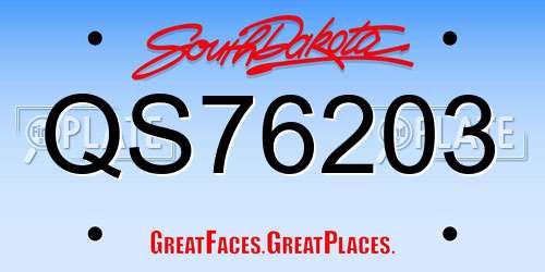 QS76203 South Dakota License Plate