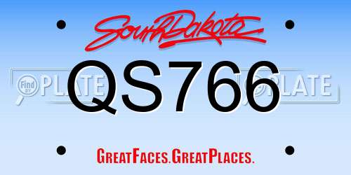 QS766 South Dakota License Plate