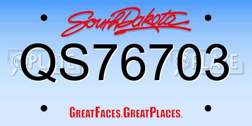 QS76703 South Dakota License Plate