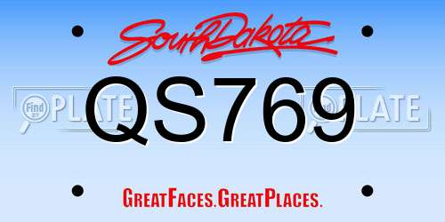 QS769 South Dakota License Plate