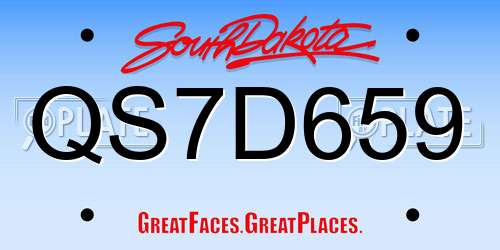 QS7D659 South Dakota License Plate