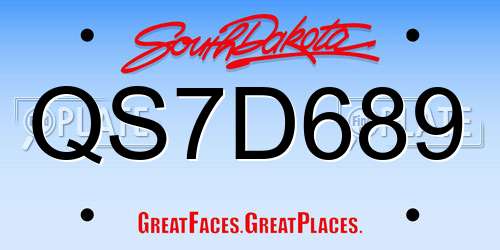 QS7D689 South Dakota License Plate