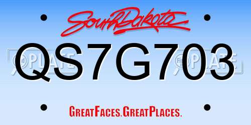 QS7G703 South Dakota License Plate