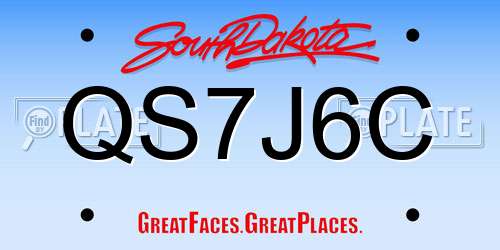 QS7J6C South Dakota License Plate