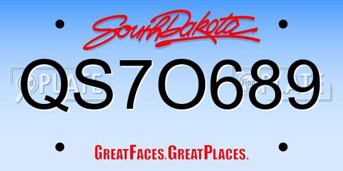 QS7O689 South Dakota License Plate