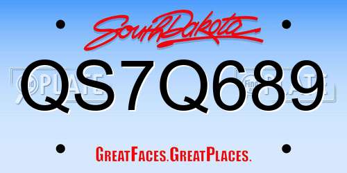 QS7Q689 South Dakota License Plate