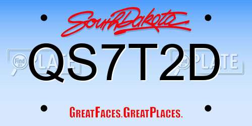 QS7T2D South Dakota License Plate