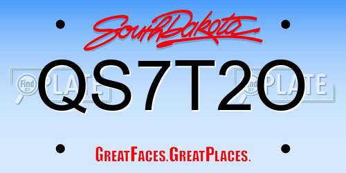 QS7T2O South Dakota License Plate