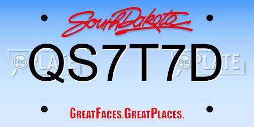 QS7T7D South Dakota License Plate