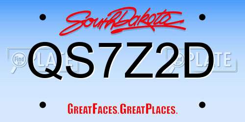 QS7Z2D South Dakota License Plate