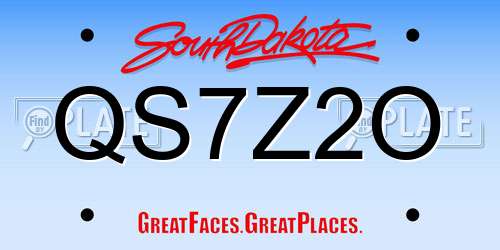 QS7Z2O South Dakota License Plate