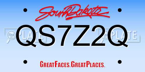 QS7Z2Q South Dakota License Plate