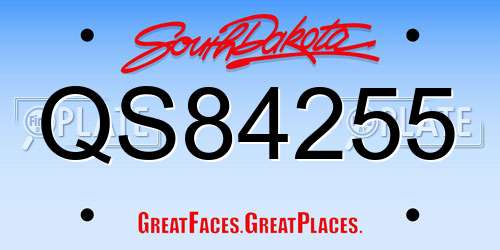 QS84255 South Dakota License Plate