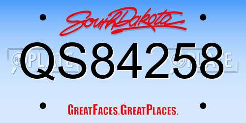 QS84258 South Dakota License Plate