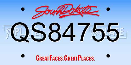 QS84755 South Dakota License Plate