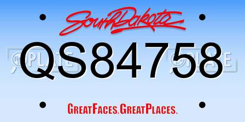 QS84758 South Dakota License Plate