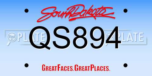 QS894 South Dakota License Plate