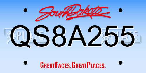 QS8A255 South Dakota License Plate