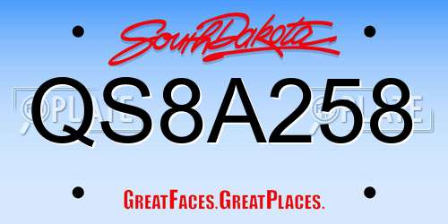 QS8A258 South Dakota License Plate