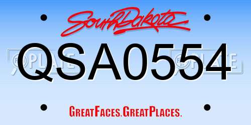 QSA0554 South Dakota License Plate