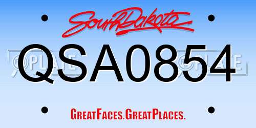 QSA0854 South Dakota License Plate